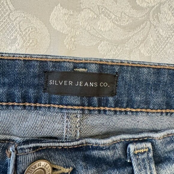 Silver Jeans 33x31 Most Wanted Straight Mid Rise Stretch Distressed Blue - Picture 2 of 8